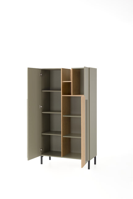 Regál SE05 eukalyptus/dub baltský/čierny onyx 90x40x165