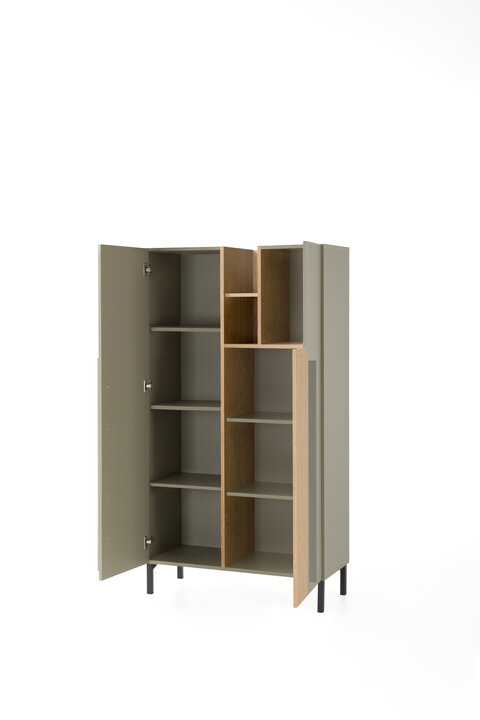 Regál SE05 eukalyptus/dub baltský/čierny onyx 90x40x165