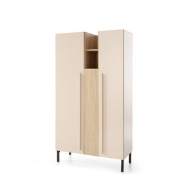 Regál SE05 pieskovo béžová/dub olejovaný/kráľovská modrá 90x40x165