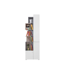 Regál Sigma 4 betón/biela/dub 60x190x40