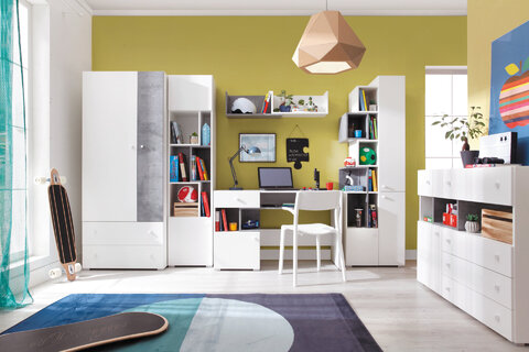 Regál Sigma 4 biela/betón 60x190x40