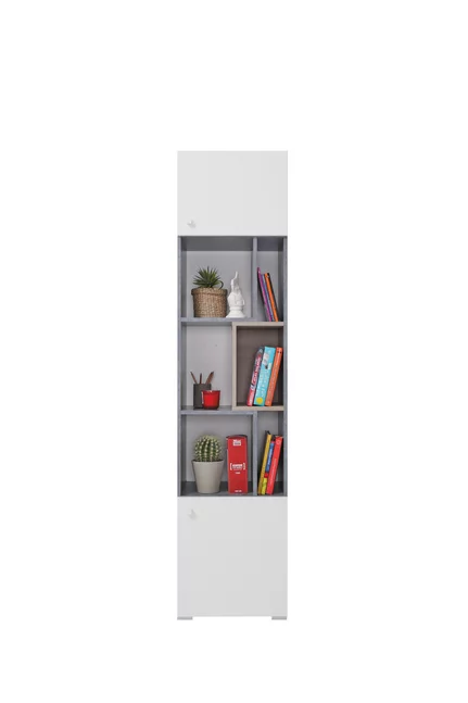 Regál Sigma 6 L/P betón/biela/dub 40x190x40