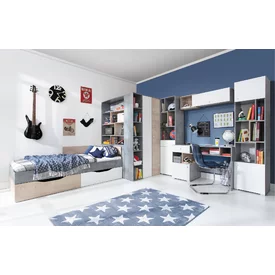 Regál Sigma 6 L/P betón/biela/dub 40x190x40