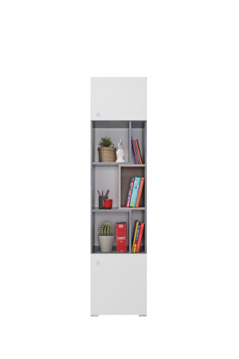 Regál Sigma 6 L/P betón/biela/dub 40x190x40