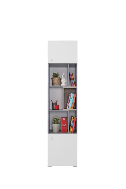 Regál Sigma 6 L/P betón/biela/dub 40x190x40