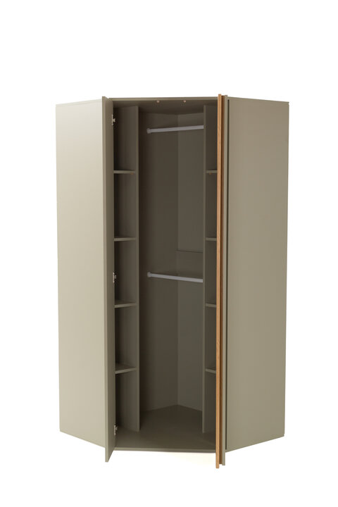 Rohová šatníková skriňa LC02 eukalyptus/dub baltik 95x95x195