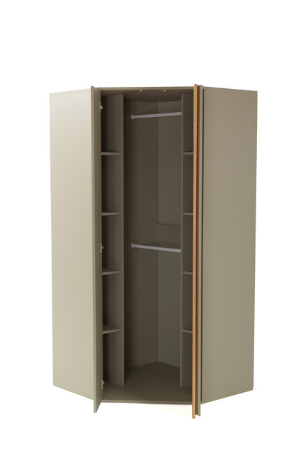 Rohová šatníková skriňa LC02 eukalyptus/dub baltik 95x95x195