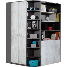 Rohová šatníková skriňa Tablo 1 L/P grafit/enigma 135x195x135