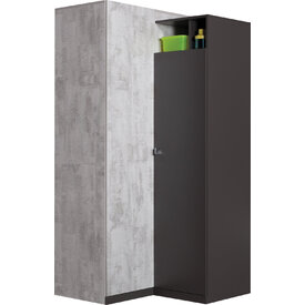 Rohová šatníková skriňa Tablo 2 grafit/enigma 95x195x95