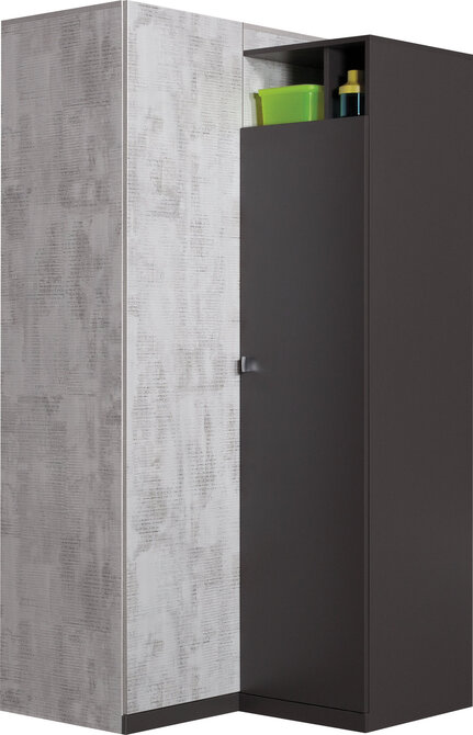 Rohová šatníková skriňa Tablo 2 grafit/enigma 95x195x95