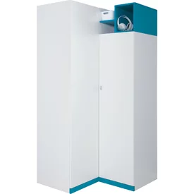Rohová skriňa MB01 biela/tyrkys 95x95x195