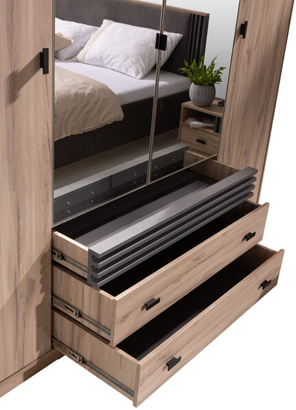 Šatníková skriňa AL16 dub estana/antracit 200x56x210