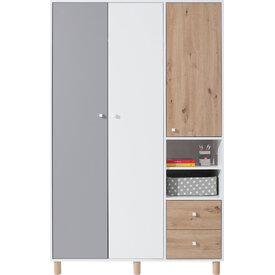 Šatníková skriňa FR01 biela/dub artisan/šedá 120x50x190
