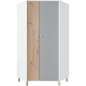 Šatníková skriňa FR02 biela/dub artisan/šedá 90x90x190