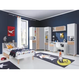 Šatníková skriňa FR02 biela/dub artisan/šedá 90x90x190