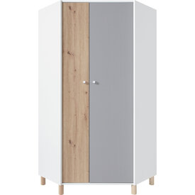 Šatníková skriňa FR02 biela/dub artisan/šedá 90x90x190