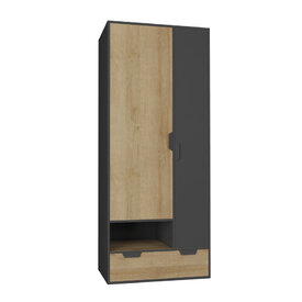 Šatníková skriňa NN02 grafit/dub riviera 80x50x195