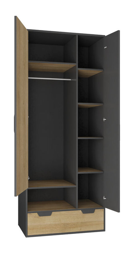 Šatníková skriňa NN02 grafit/dub riviera 80x50x195