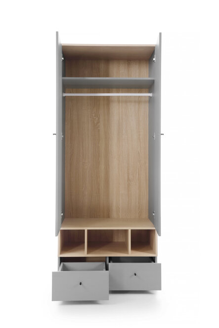 Šatníková skriňa OR01 platinovo sivá/dub sušienkový 80x50x195