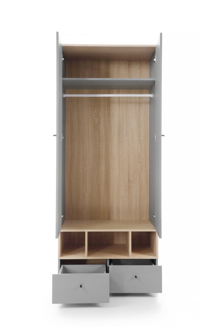 Šatníková skriňa OR01 platinovo sivá/dub sušienkový 80x50x195