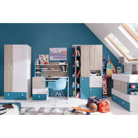 Šatníková skriňa PL03 biela/dub/morská 80x50x190