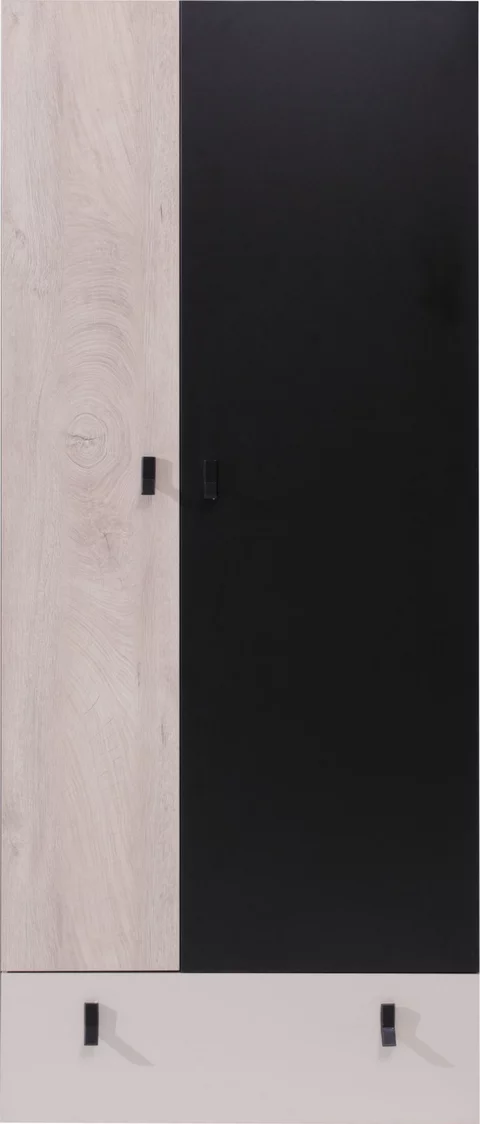 Šatníková skriňa PL03 čierna/dub/béžová 80x50x190