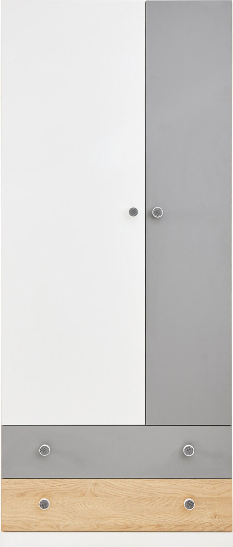 Šatníková skriňa PX03 dub sušienkový/biela/sivá 80x50x190