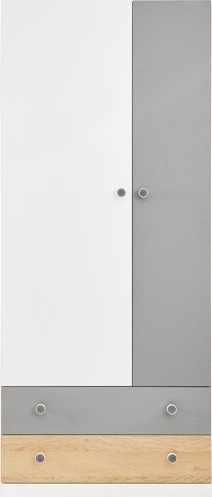 Šatníková skriňa PX03 dub sušienkový/biela/sivá 80x50x190