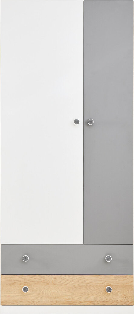 Šatníková skriňa PX03 dub sušienkový/biela/sivá 80x50x190