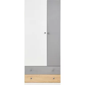 Šatníková skriňa PX03 dub sušienkový/biela/sivá 80x50x190