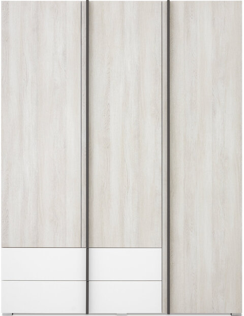 Šatníková skriňa RM01 dub wilton biely/biela/antracit 150x50x195
