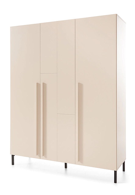 Šatníková skriňa SE01 pieskovo béžová/dub olejovaný/kráľovská modrá 150x50x95
