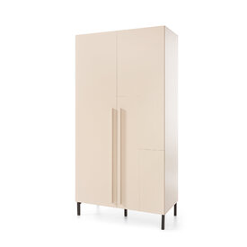 Šatníková skriňa SE02 pieskovo béžová/dub olejovaný/kráľovská modrá 100x50x195