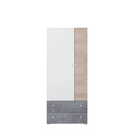 Šatníková skriňa Sigma 3 L/P betón/biela/dub 80x190x50