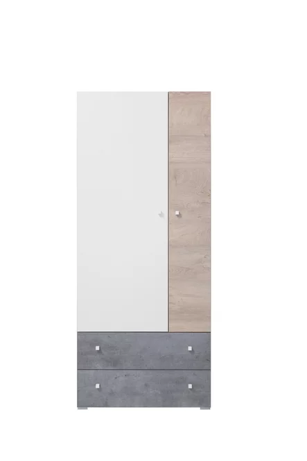 Šatníková skriňa Sigma 3 L/P betón/biela/dub 80x190x50