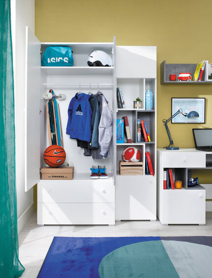 Šatníková skriňa Sigma 3 L/P biela/betón 80x190x50