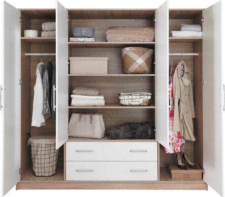 Šatníková skriňa Smart 1 biela/dub sonoma 200x190x56