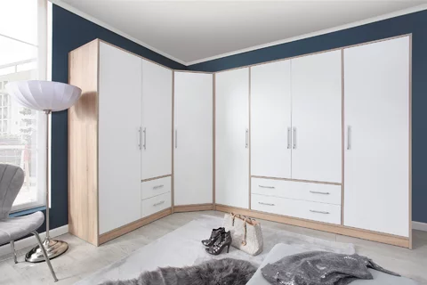 Šatníková skriňa Smart 1 biela/dub sonoma 200x190x56