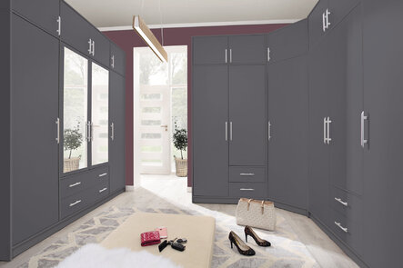 Šatníková skriňa Smart 1Z antracit so zrkadlom 200x190x56