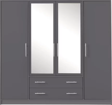 Šatníková skriňa Smart 1Z antracit so zrkadlom 200x190x56