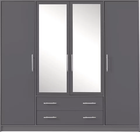 Šatníková skriňa Smart 1Z antracit so zrkadlom 200x190x56