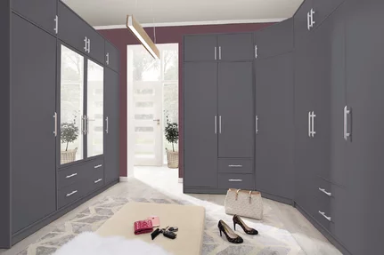 Šatníková skriňa Smart 1Z antracit so zrkadlom 200x190x56