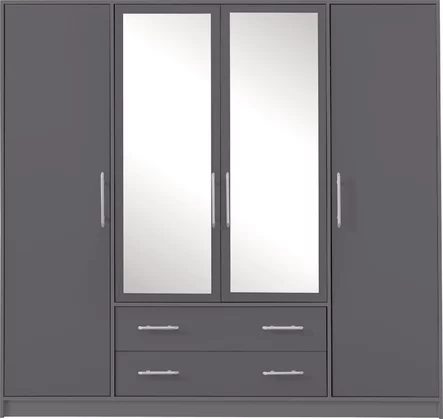 Šatníková skriňa Smart 1Z antracit so zrkadlom 200x190x56