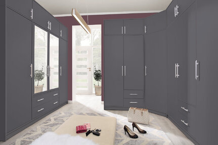 Šatníková skriňa Smart 1Z antracit so zrkadlom 200x190x56