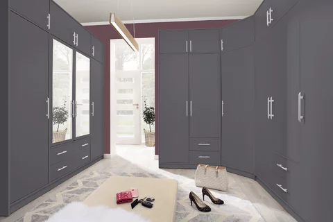 Šatníková skriňa Smart 1Z antracit so zrkadlom 200x190x56