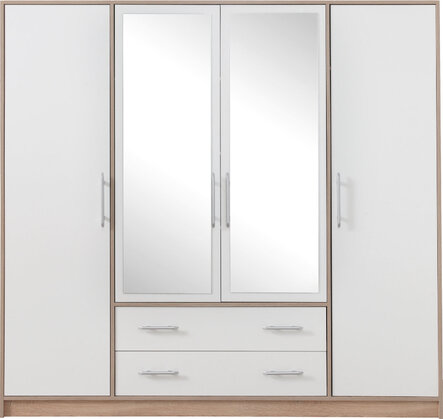 Šatníková skriňa Smart 1Z biela/dub sonoma so zrkadlom 200x190x56