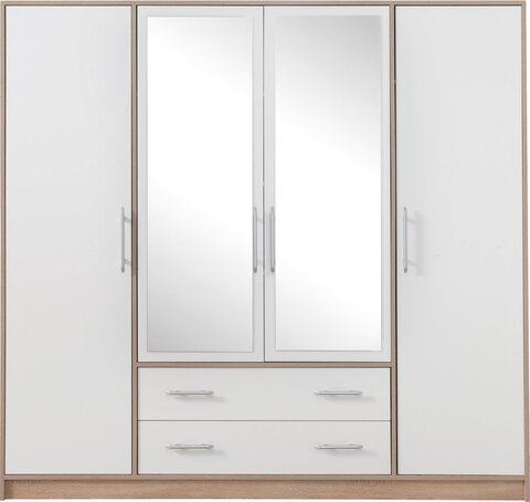 Šatníková skriňa Smart 1Z biela/dub sonoma so zrkadlom 200x190x56