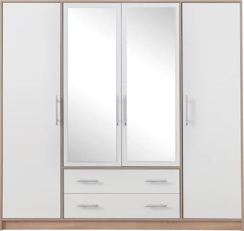 Šatníková skriňa Smart 1Z biela/dub sonoma so zrkadlom 200x190x56