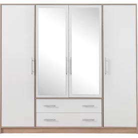 Šatníková skriňa Smart 1Z biela/dub sonoma so zrkadlom 200x190x56