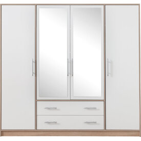 Šatníková skriňa Smart 1Z biela/dub sonoma so zrkadlom 200x190x56